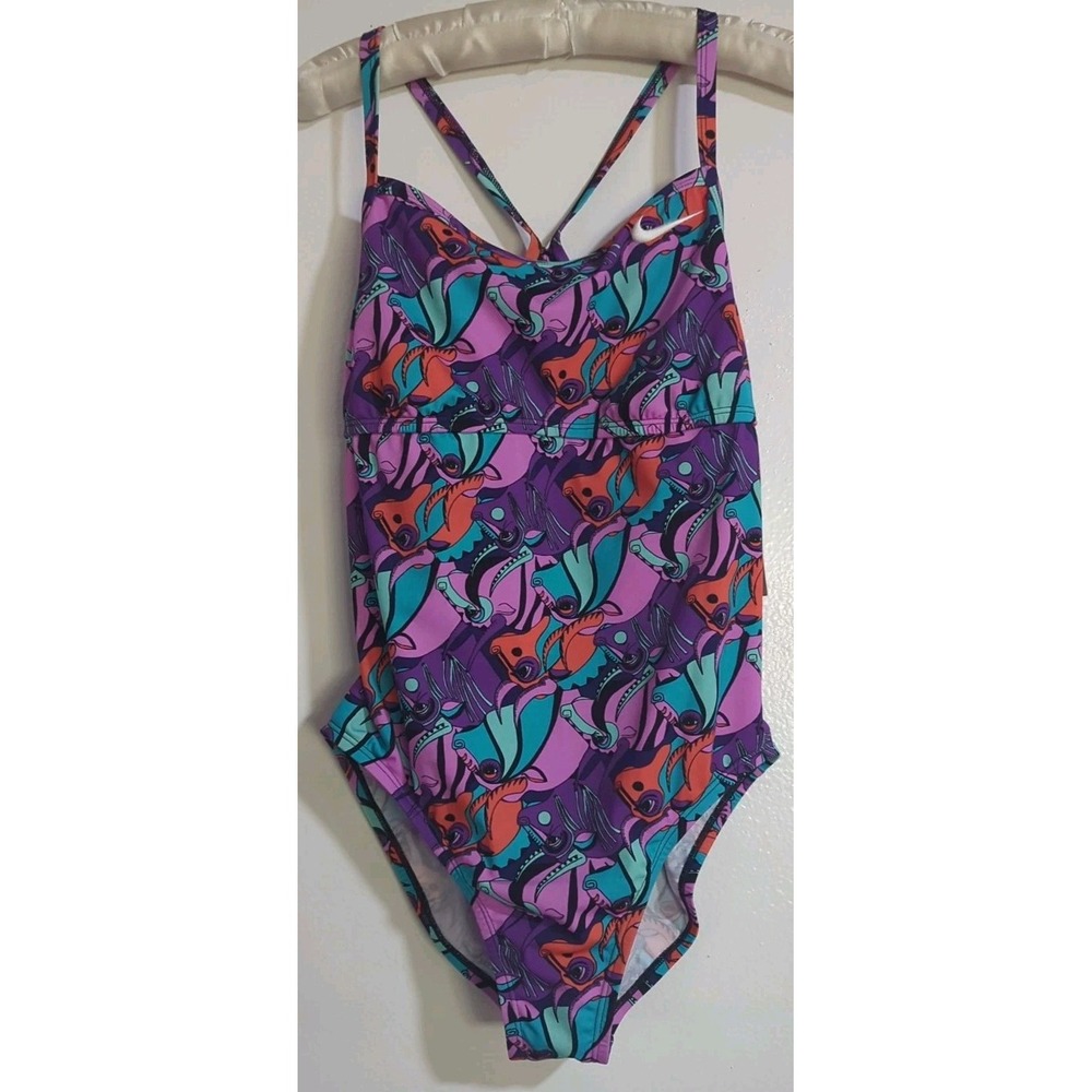 NWT NIKE Large HydraStrong  Bull Printed Women‎ Purple One Piece Swimsuit L